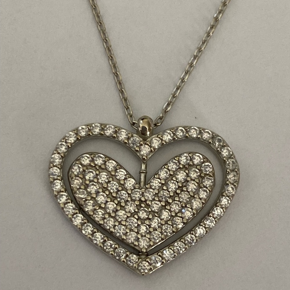 💗 Reversible spinning 925 silver heart necklace
